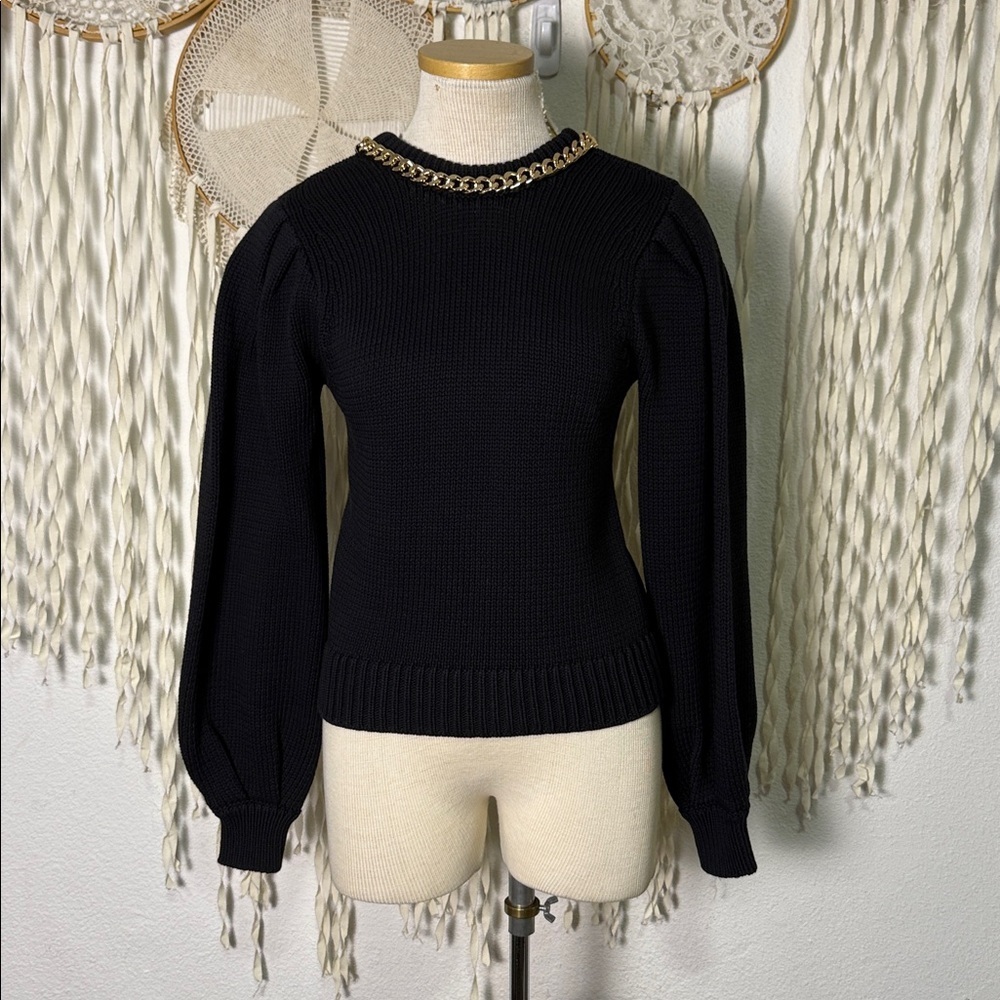 AJE Elle Chain Open Back Knit Jumper in Black Size XS - Picture 2 of 16